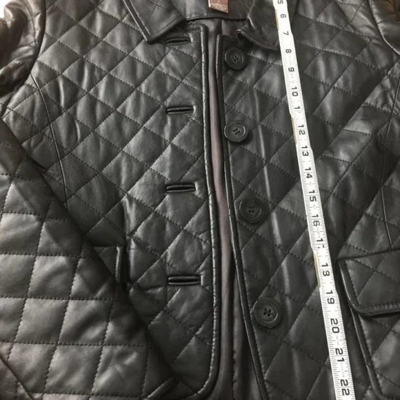 KENAR Black Quilted Leather Jacket Women's Size 4 - Picture 11 of 12